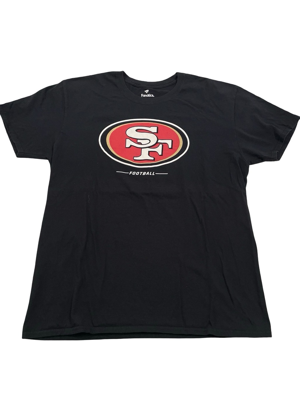 Fanatics NFL San Francisco 49ers Football Size XL Black Tee (Retail $35)
